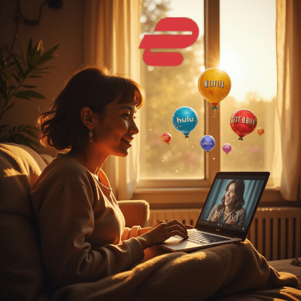 Diverse person using ExpressVPN to unblock Netflix and global streaming services for speed and security while straming