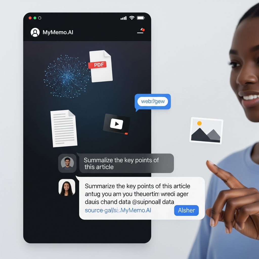 MyMemo.AI AI chat interface for natural language querying and instant answers from digital knowledge base