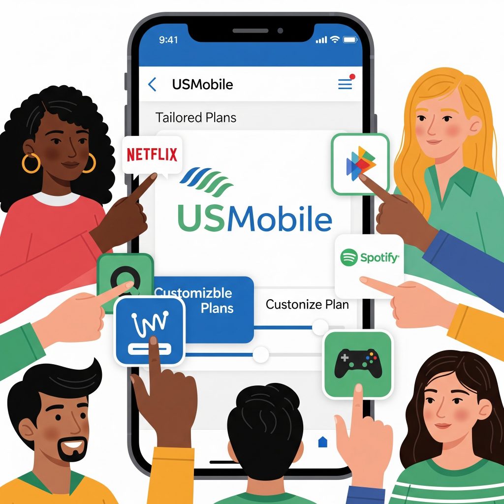 USMobile customizable plans and free perks like Netflix and Spotify for enhanced mobile experience