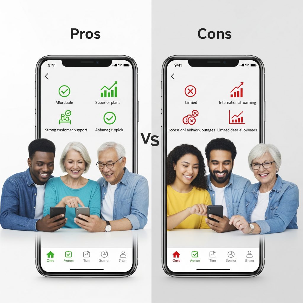 USMobile pros and cons summary highlighting advantages and limitations of the mobile service found in this US Mobile plans review.